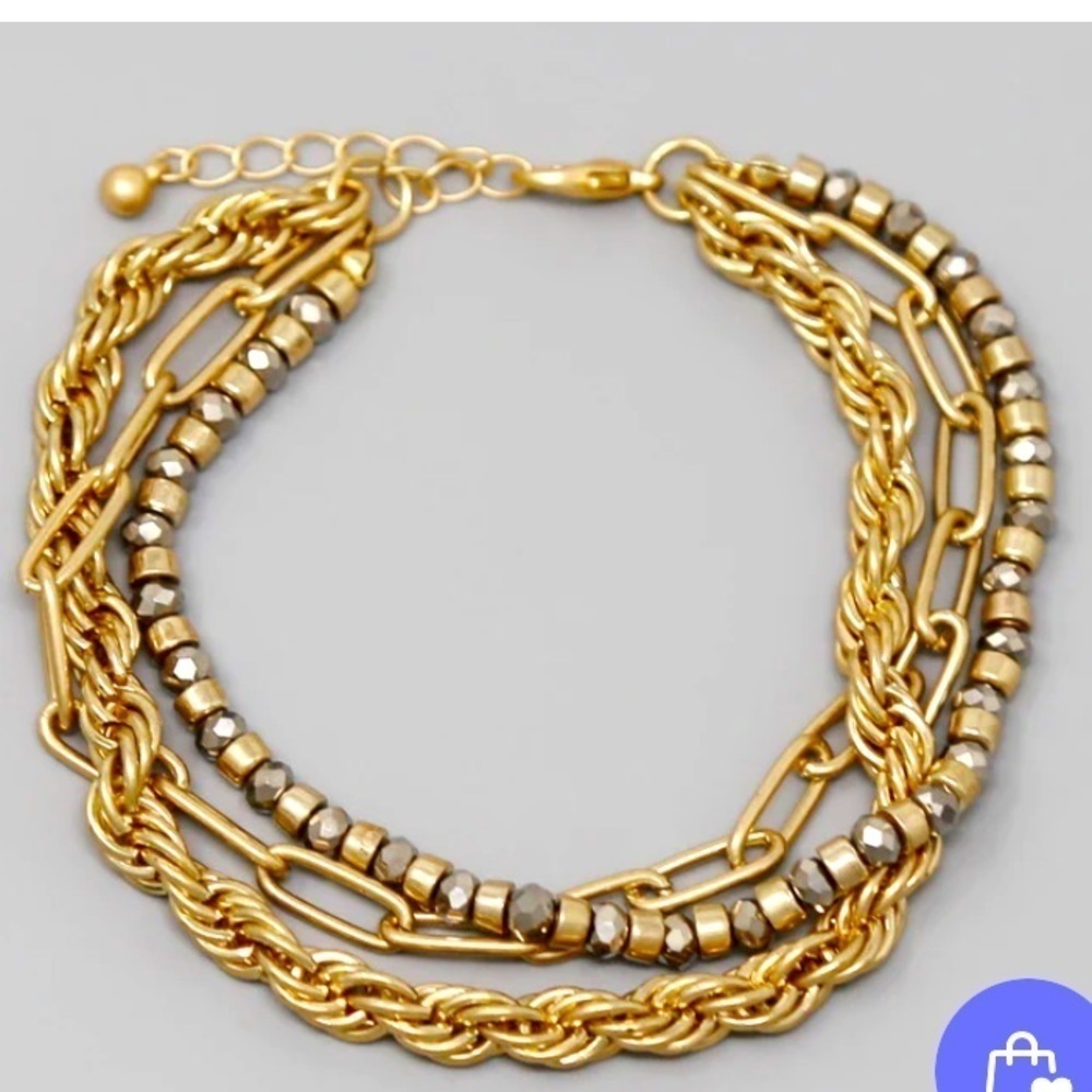 Glass Beaded Multi Strand Chain Bracelet​​​​​​​​